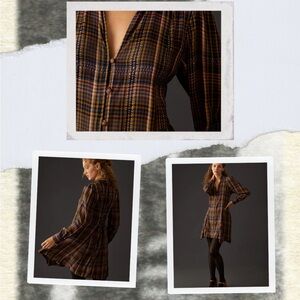 Anthropologie - Pilcro Plaid Long Sleeve Mini Shirt Dress